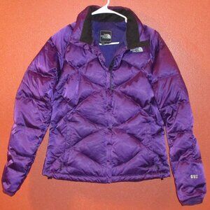 North Face Coat 550 Series Woman Medium Purple Full Zip Goose Down Puffer Coat